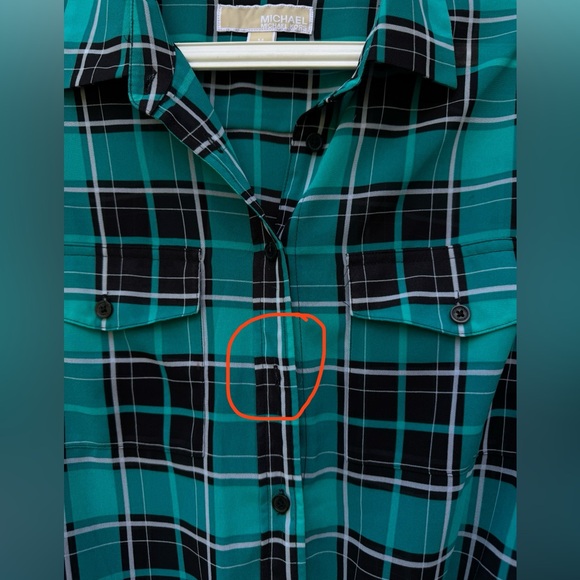 MICHAEL Kors Plaid Button-down Blouse with Front Knot - Picture 9 of 9